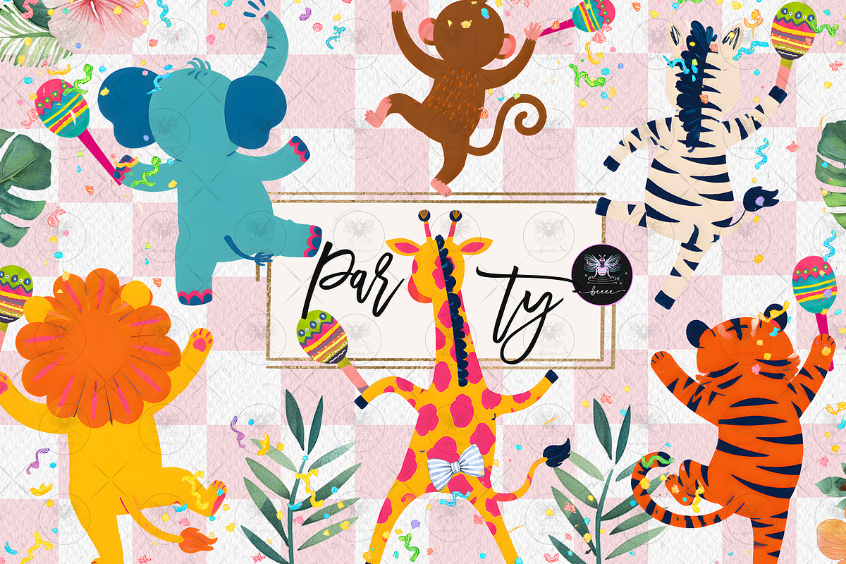 Safari Summer Party Clipart, an Animal Illustration by BigCakeBee (Photo 1 of 4)