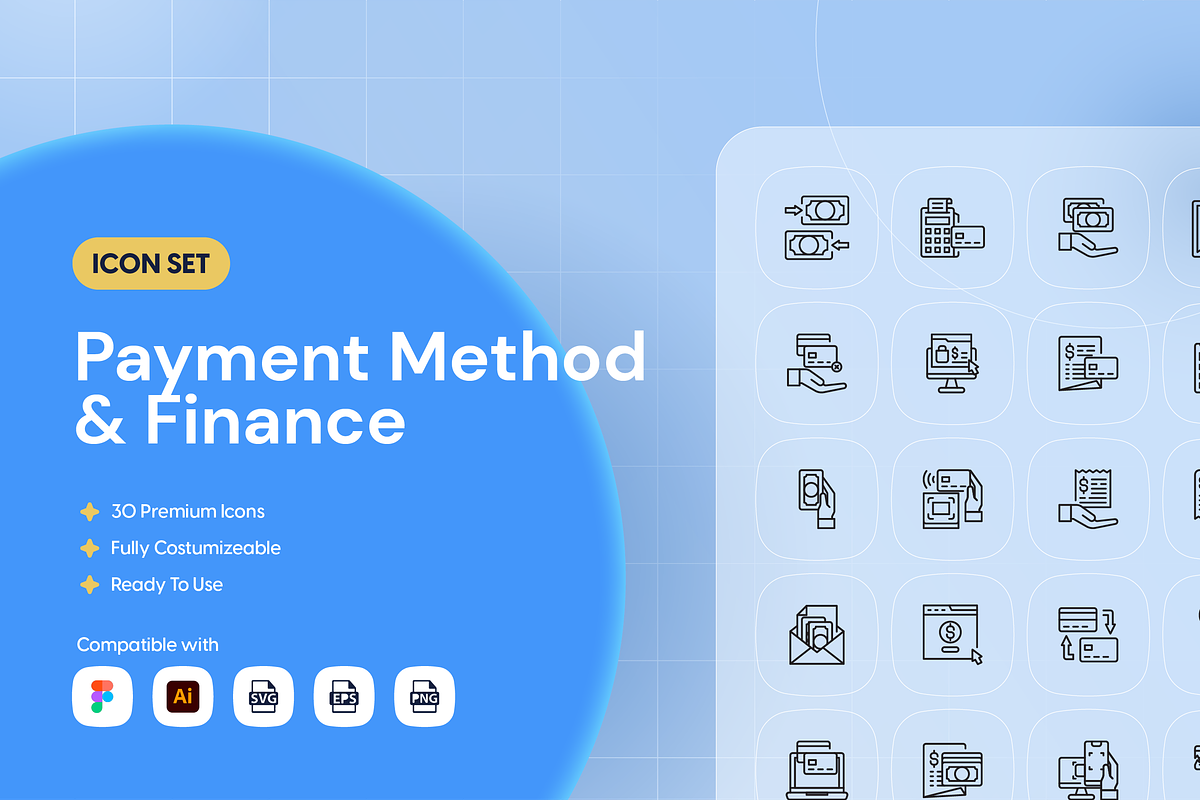 Payment Method & Finance Icon Set, an Outline Icon by Nathaya Studio (Photo 1 of 2)