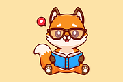 Cute Fox Reading Book With Glasses, an Animal Illustration by Catalyst Labs (Thumbnail 1 of 3)