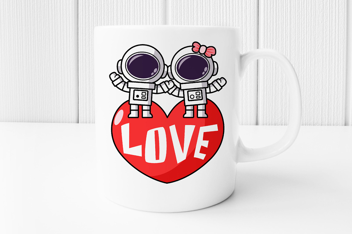 Cute Astronaut couple Valentine day, a Seasonal Illustration by Noey smiley (Photo 8 of 9)