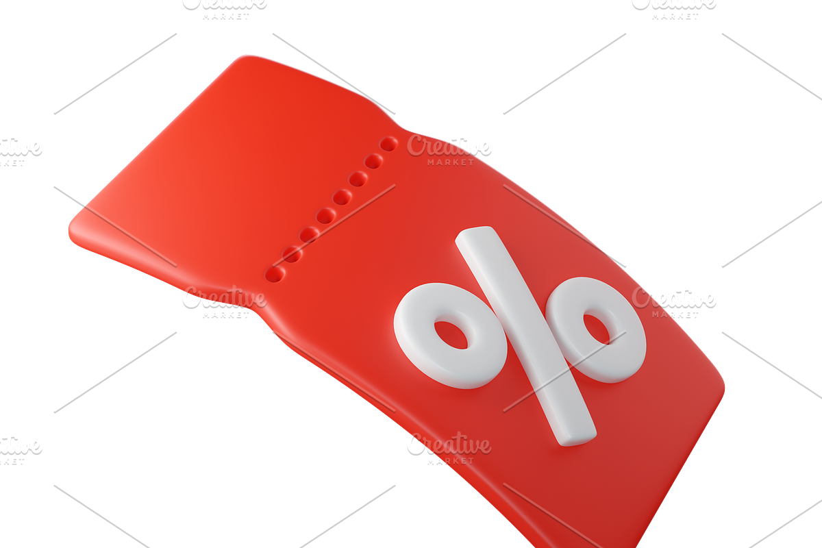 Flying red 3D discount coupon, an Object 3D Model by Hannet (Photo 4 of 7)