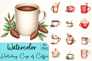 Holiday Cup of Coffee Clipar, an Illustration by CrexoraLab