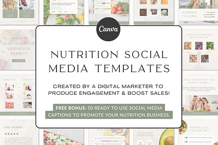 Nutrition Social Media Templates, a Social Media Template by Gebers Marketing & Design