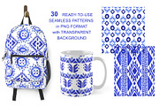 Watercolor Blue Ethnic Patterns Set, a Pattern Graphic by Simple Design (Thumbnail 2 of 3)