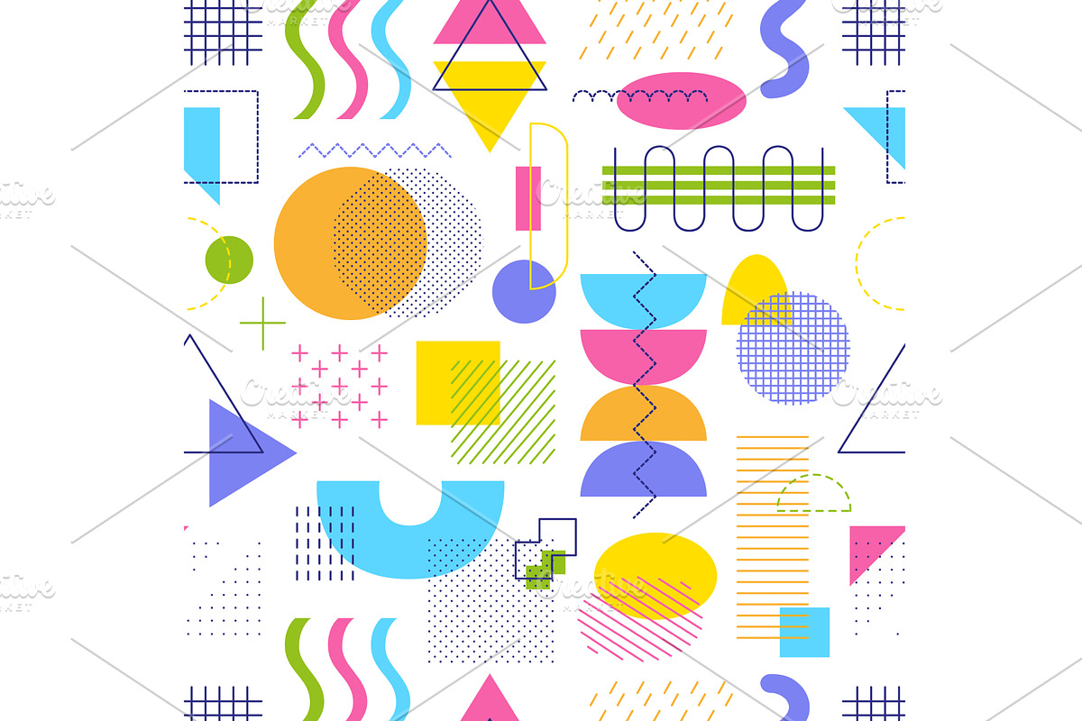 Geometric elements seamless pattern, an Illustration by Valerie Bodnar