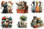 Whimsical Christmas Cats Clipart, an Illustration by OK Design (Thumbnail 2 of 5)