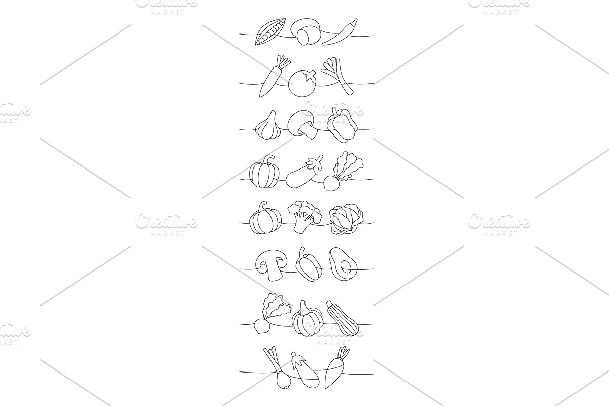 Fresh vegetables one line continuous, a Food Illustration by GraphiShop