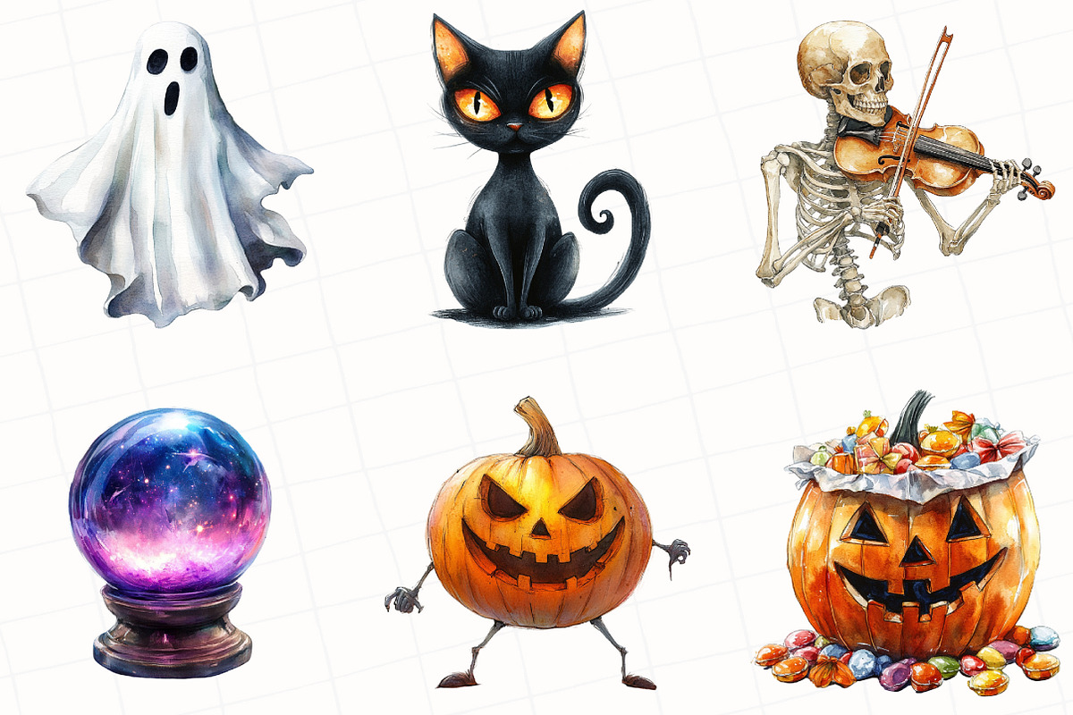Watercolor Halloween Clipart Bundle, an Illustration by OK Design (Photo 2 of 5)