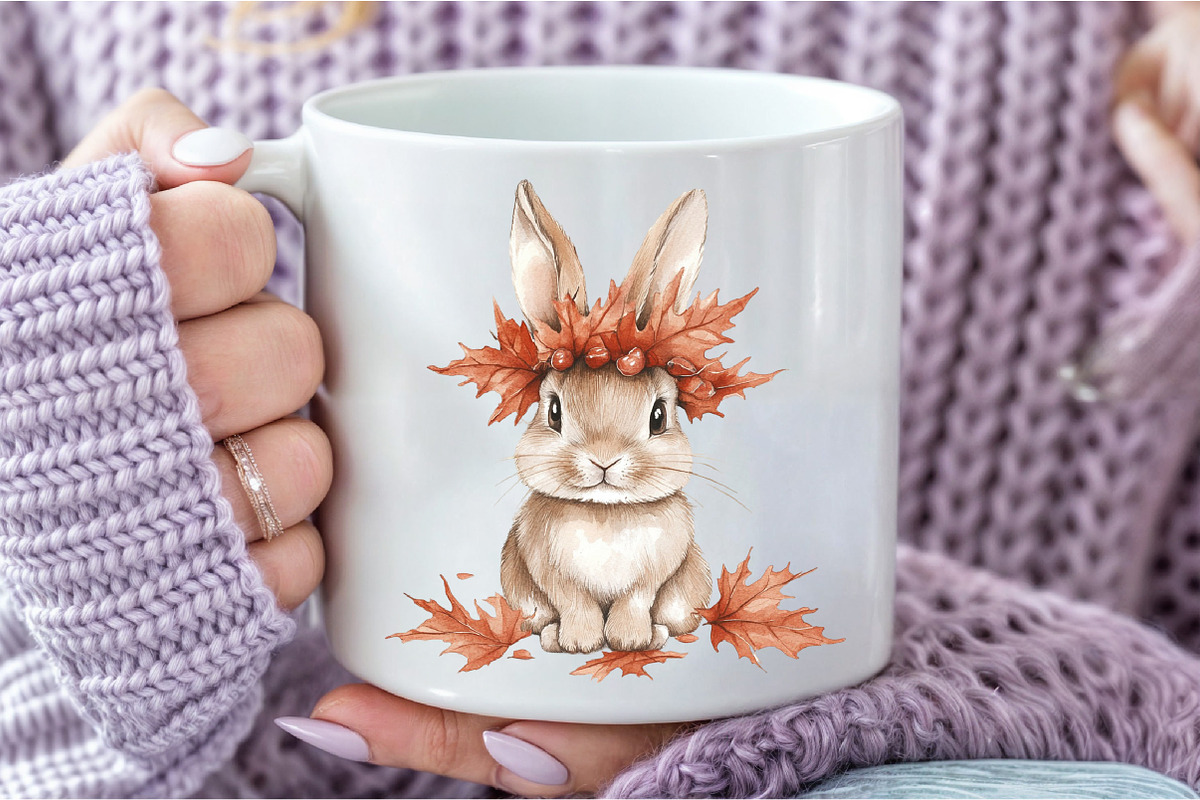Cute Autumn Bunny Sublimation Clipar, an Illustration by DreamCafeArt (Photo 7 of 9)