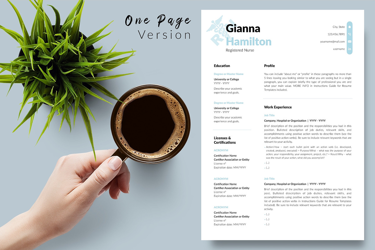 Nurse Resume Design / CV - Gianna, a Resume Template by Templates Design Co. (Photo 2 of 17)
