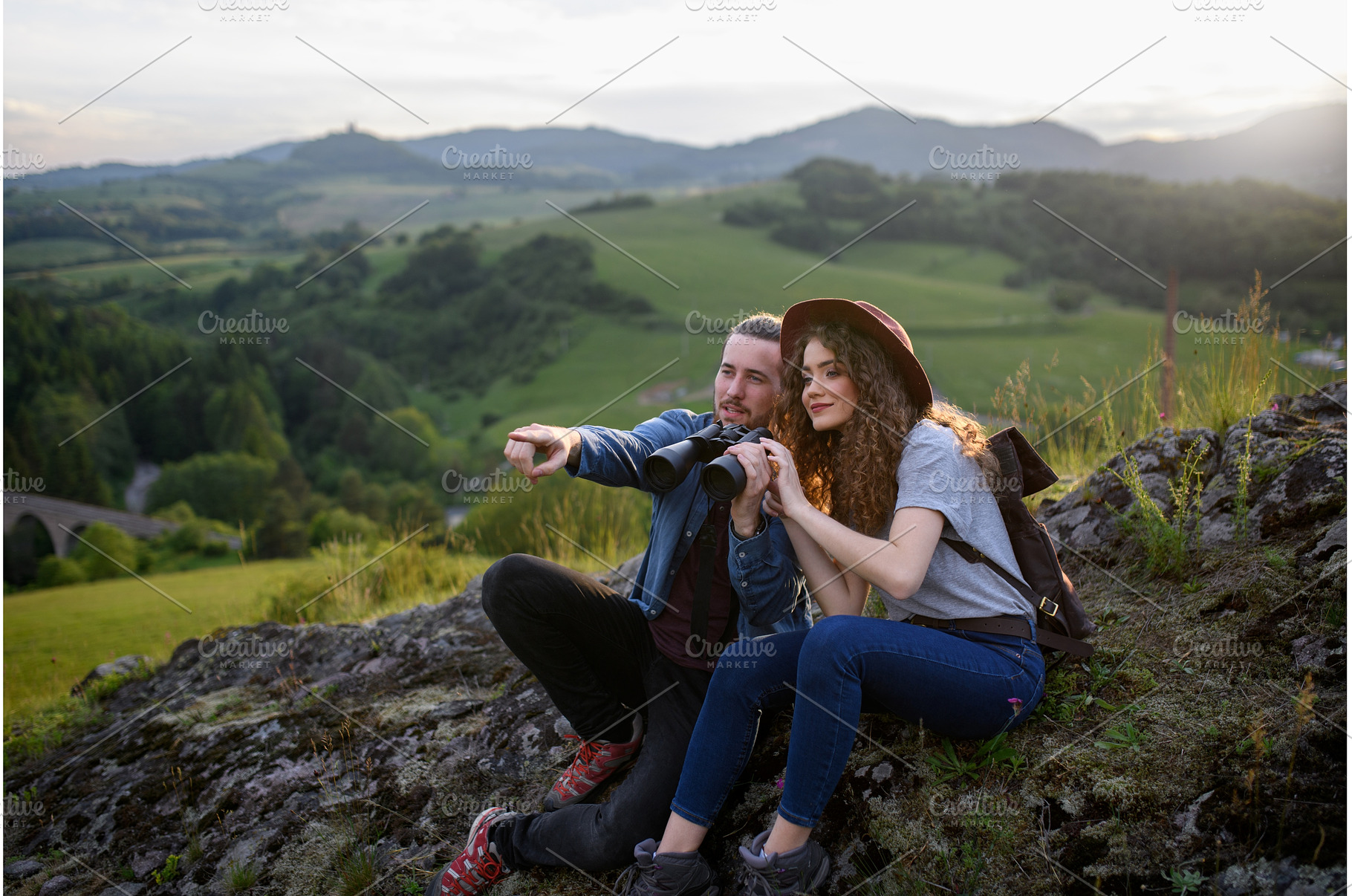 Travellers couple hiking on easy, a Person Photo by HalfPoint