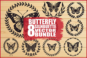 Butterfly Silhouette Vector Bundle, an Illustration by jahid234