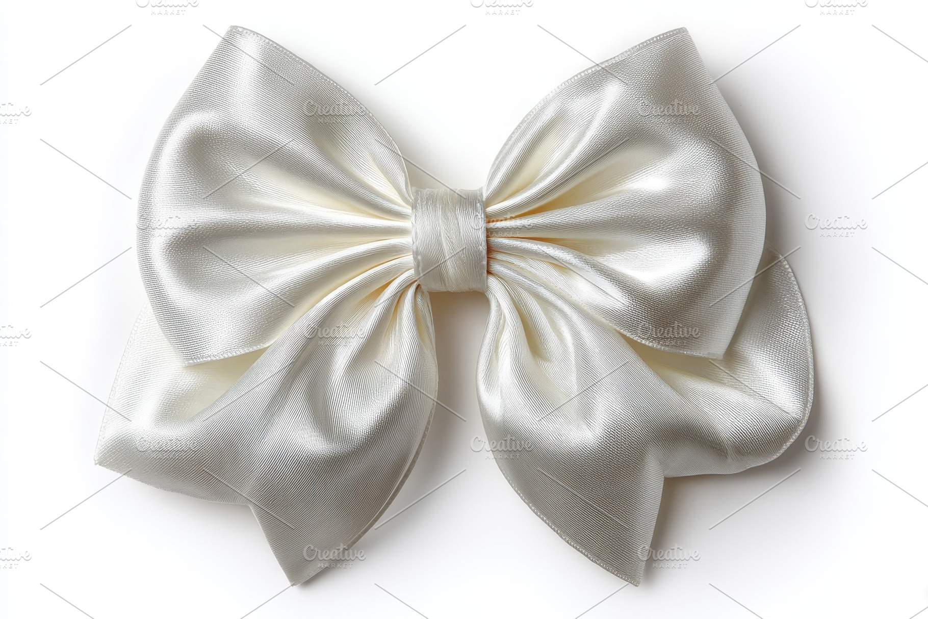 Elegant off-white satin ribbon bow i, a Photo by Pixeness Studio