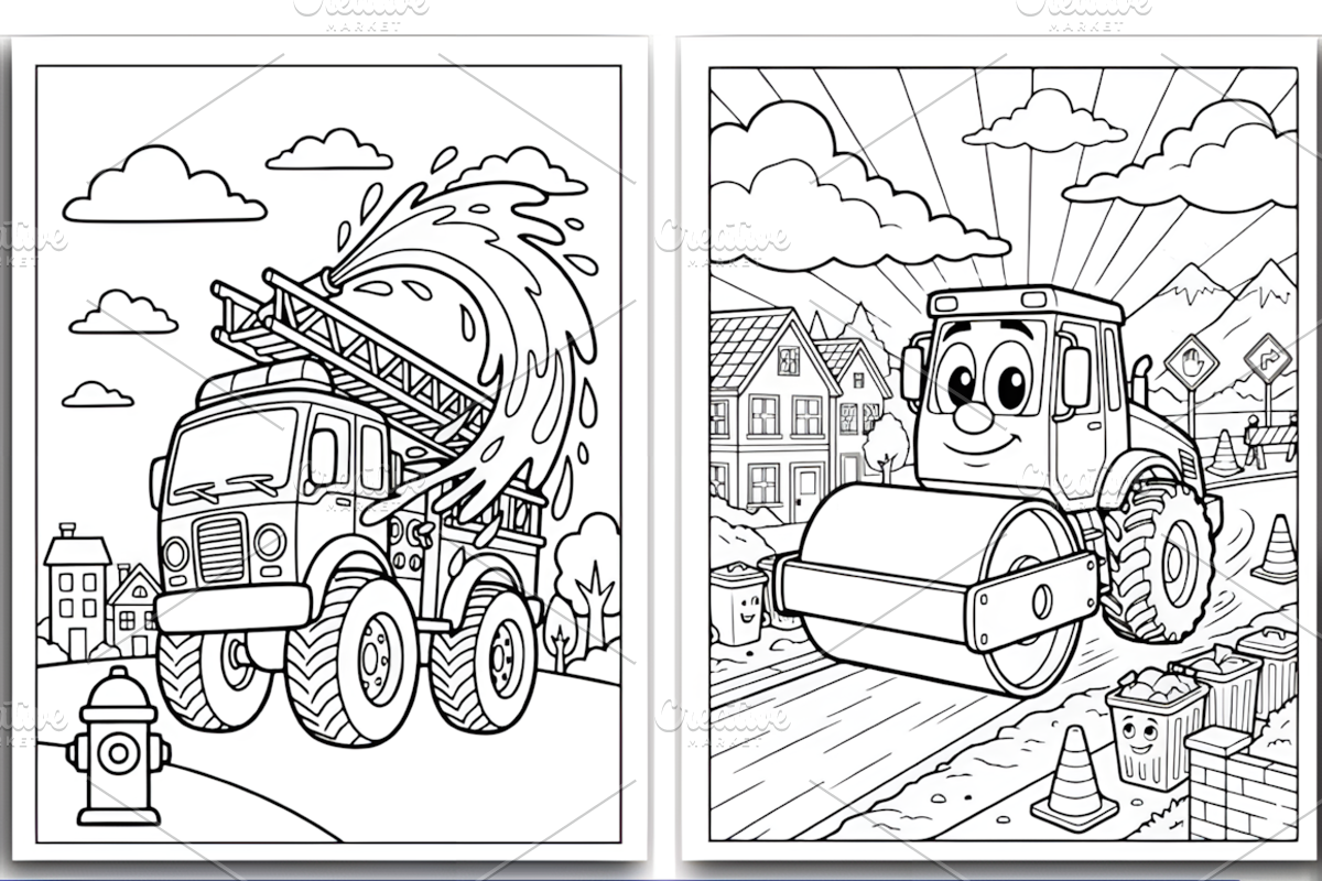 VEHICLES COLORING PAGES for KIDS, a Decorative Illustration by Design Station (Photo 4 of 4)