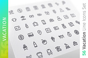 Vacation Line Icons Set, an Outline Icon by Voysla's Shop (Thumbnail 1 of 4)