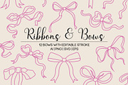 Ribbons & Bows Line Art Clipart, an Object Graphic by Ashley Katrina (Thumbnail 1 of 4)