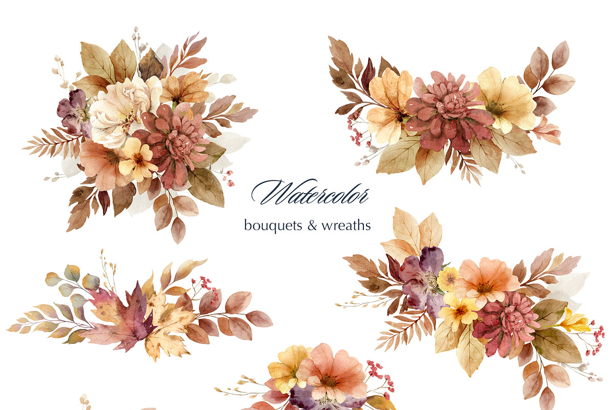 Warm Autumn Watercolor Clipart, a Decorative Illustration by Elena Medvedeva (Photo 2 of 10)