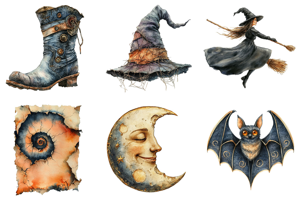 Vintage Halloween Clipart, a Seasonal Illustration by DreamArtGraphic (Photo 2 of 5)