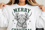Funny Christmas Highland Cow, a Seasonal Illustration by DreamCafeArt (Thumbnail 1 of 7)
