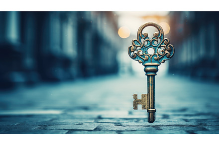 A golden key sitting on top of a, an Architecture Photo by tilialucida