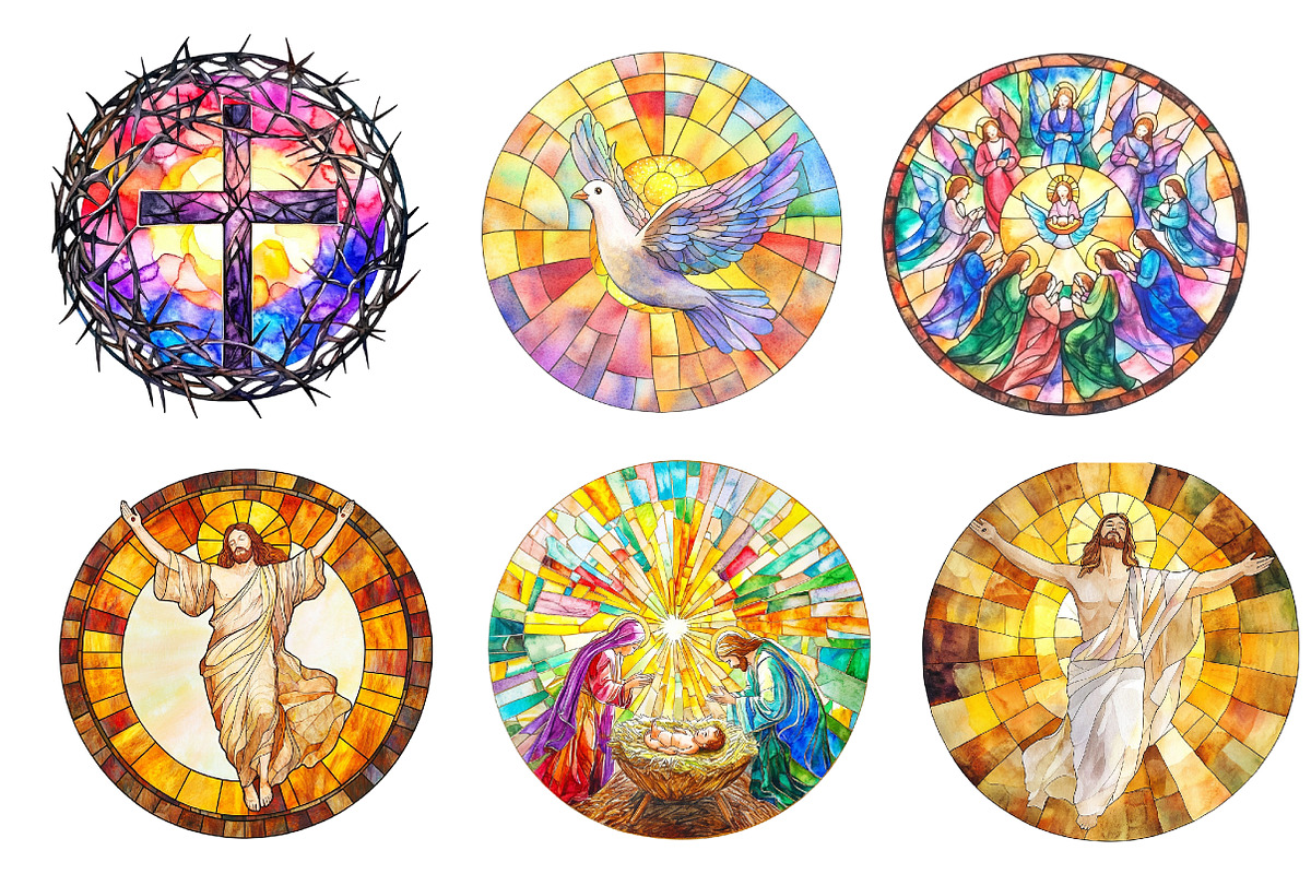 Round Stained Glass Easter Nativity, an Illustration by CreationArt (Photo 3 of 5)