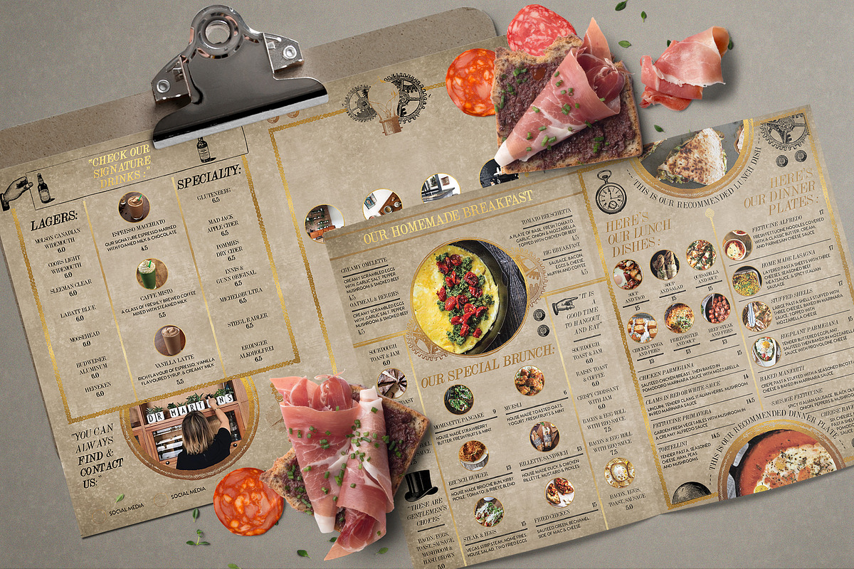Steampunk Cafe Food Menu, a Brochure Template by BlueRobinStudio (Photo 5 of 5)