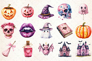 Pink Halloween Sublimation Clipart, a Seasonal Illustration by Rose Art (Thumbnail 2 of 7)