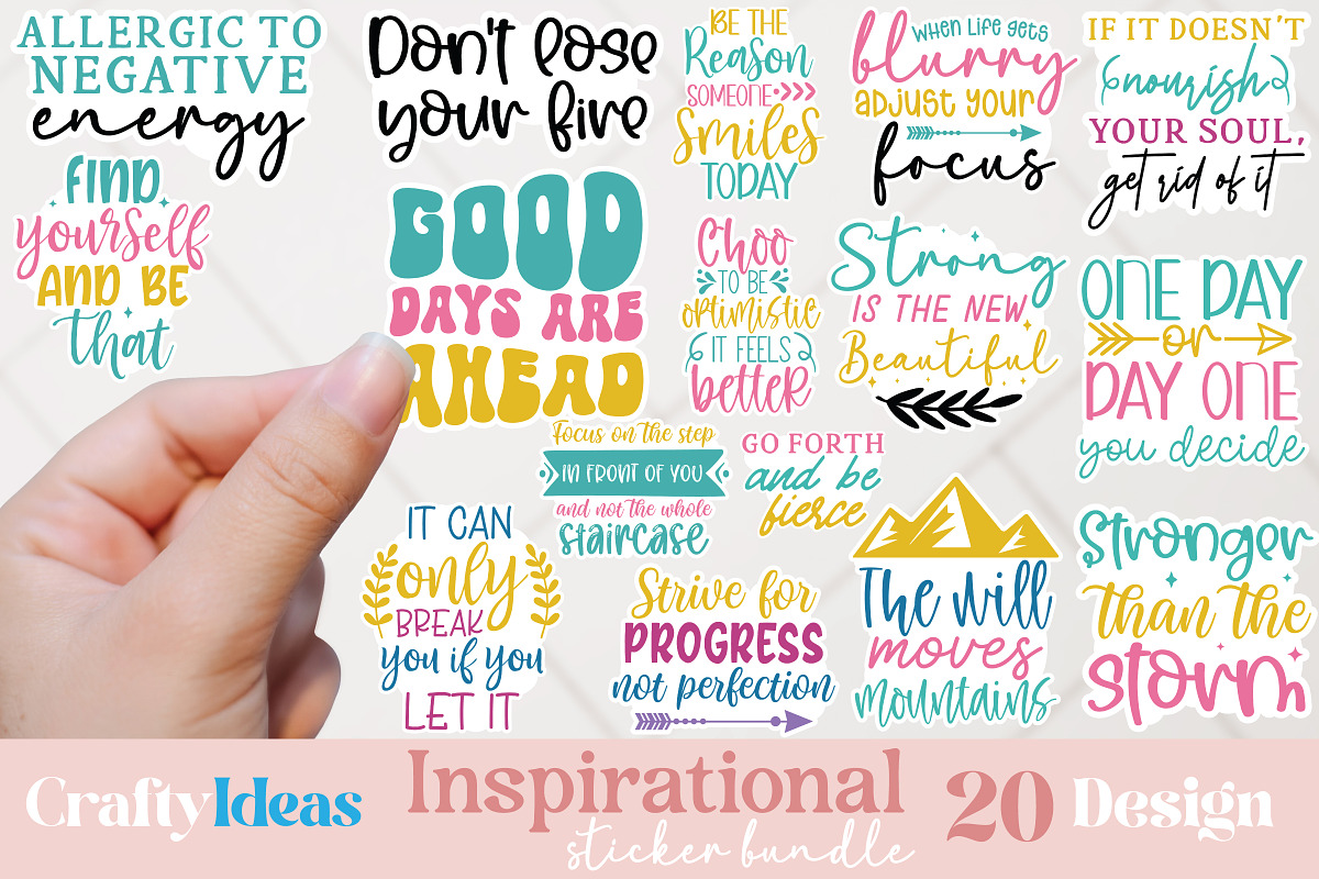 Inspirational Sticker Bundle, a Graphic by Buycreativedesign (Photo 1 of 6)