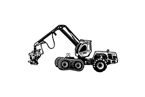 Felling Harvester in the Forest, an Illustration by Digital-Clipart