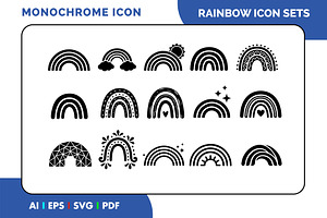 Rainbow Icon Set Minimalist, an Outline Icon by Fontmine Studio