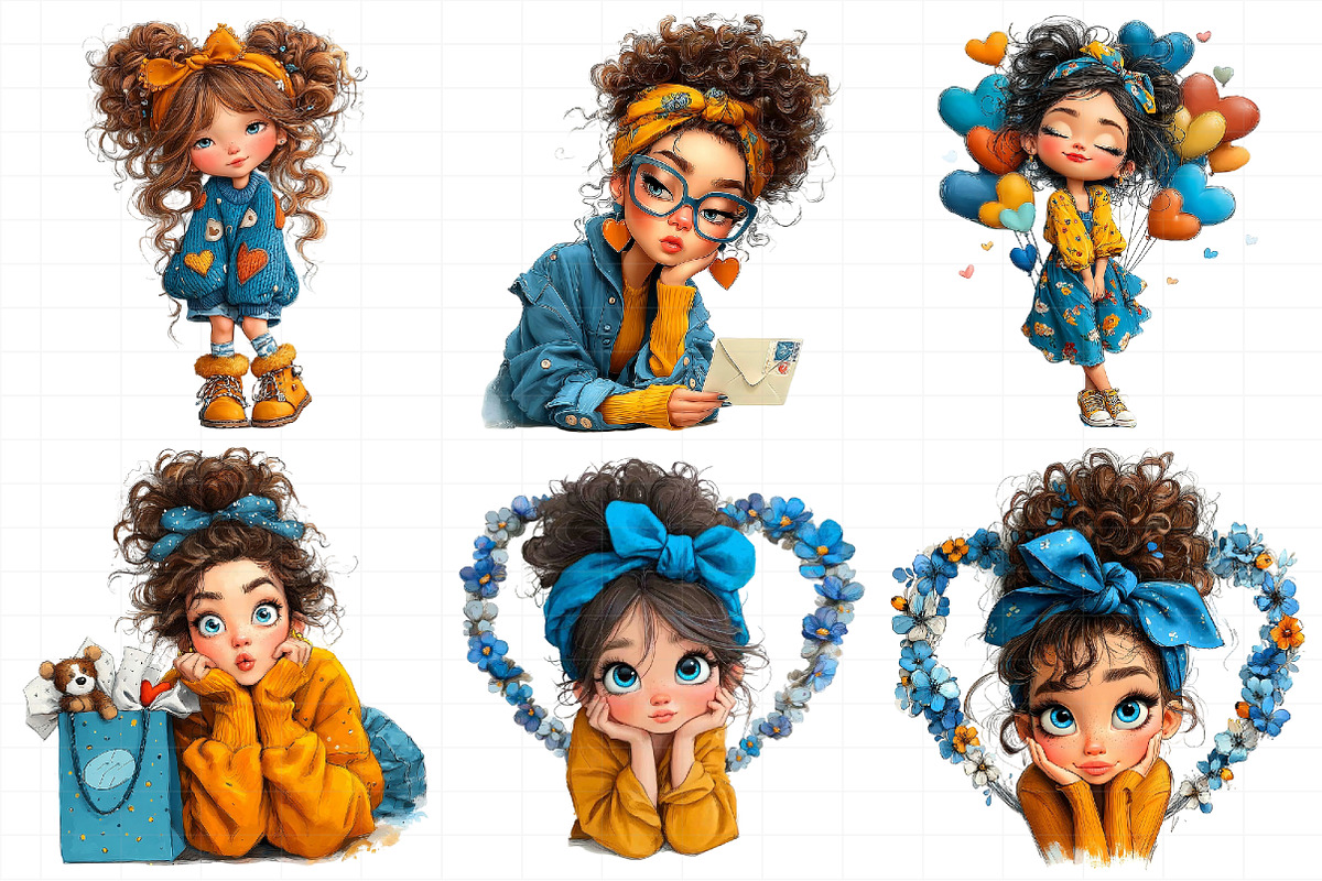 Valentine Cute Girl Clipart Bundle, an Illustration by Daily.Designs (Photo 4 of 7)
