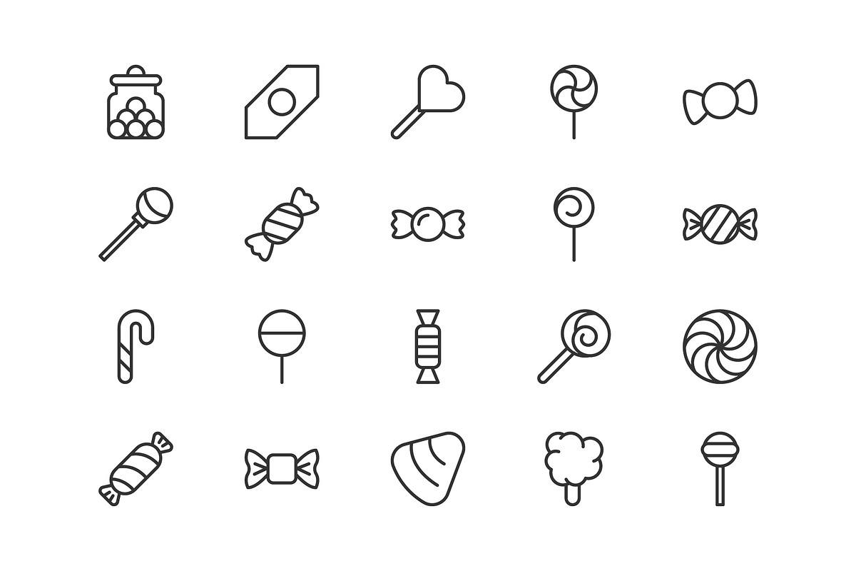Stroke Vector Candy Line Icons., an Outline Icon by DStarky
