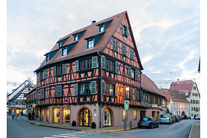 Alsatian style house in Molsheim, Alsace, France, an Architecture Photo by Leonid Andronov