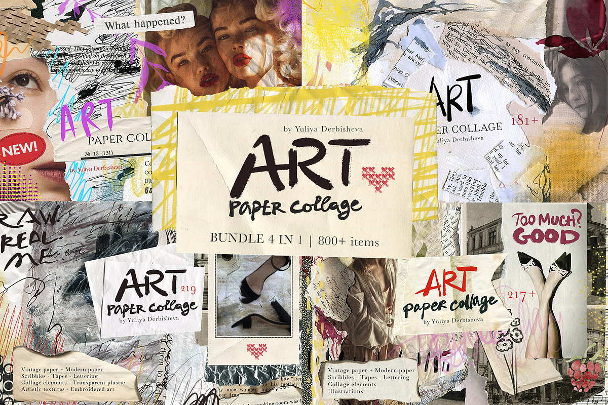 Art Paper Collage Vintage Bundle, an Object Graphic by Yuliya Derbisheva (Photo 1 of 8)