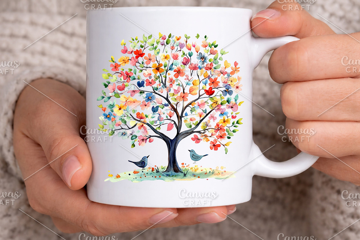 Watercolor Spring Tree Clipart PNG, an Illustration by Canvas Craft (Photo 7 of 7)