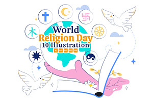 10 World Religion Day Illustration, a Person Illustration by denayunebgt