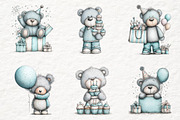 whimsical birthday teddy bear png, an Animal Illustration by Watercolor design (Thumbnail 3 of 6)
