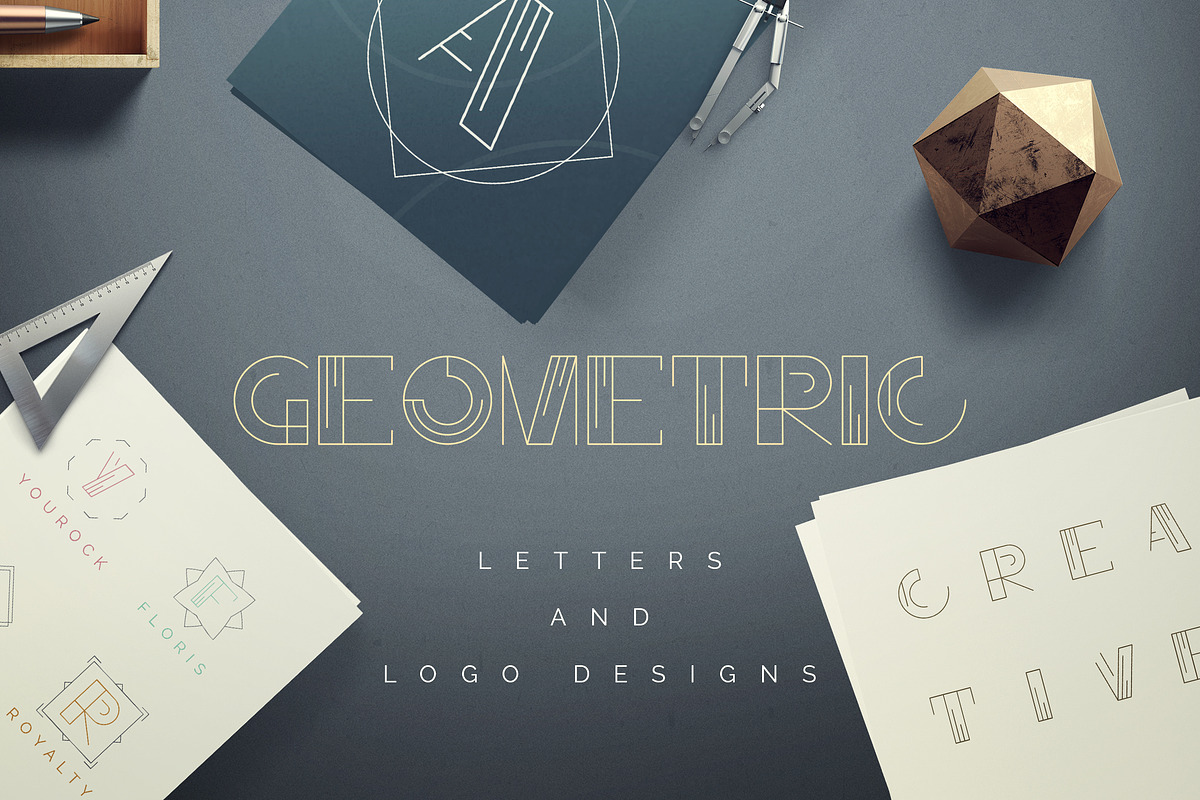 Geometric Letters and Logo Designs, a Branding & Logo Template by VP Fonts (Photo 1 of 28)