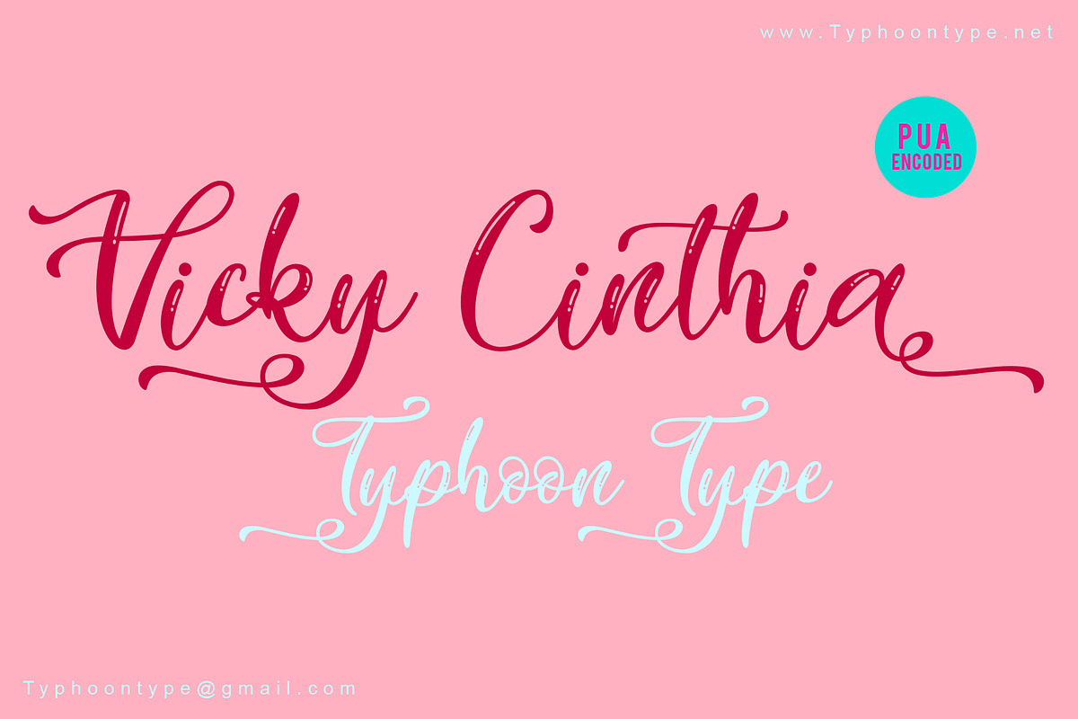 Vicky Cinthia font, a Script Font by TyphoonStudio