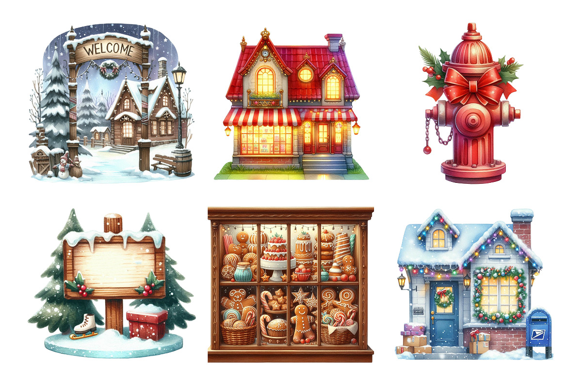 Cozy Winter Town Clipart, an Illustration by Daily.Designs (Photo 2 of 5)
