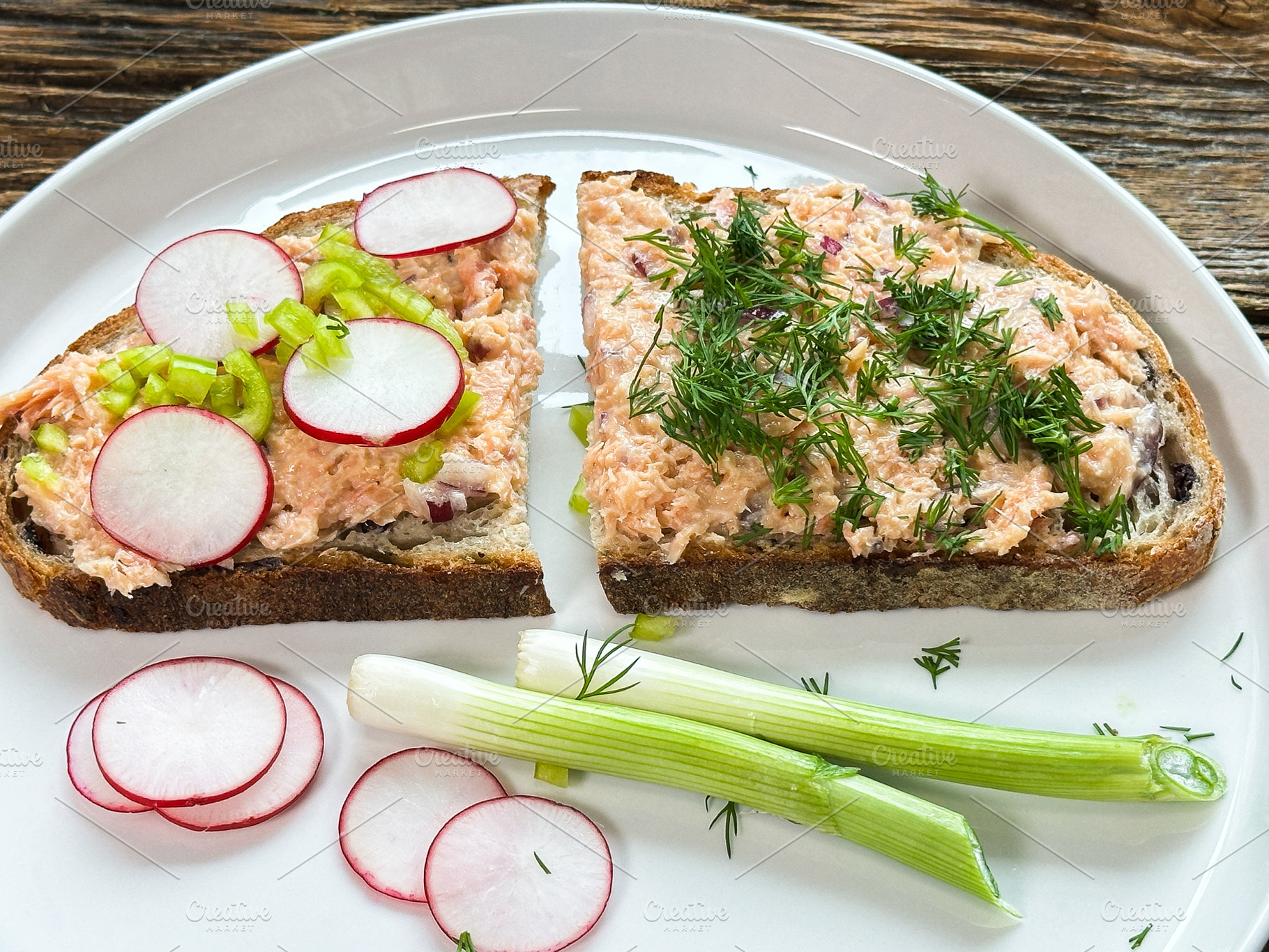 Freshly made salmon spread on rye br, a Food & Drink Photo by 1miromiro
