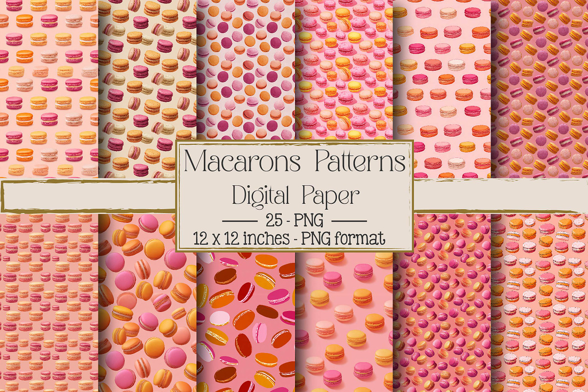 Pink & Orange Macarons Patterns, an Illustration by DreamPrint404 (Photo 1 of 5)