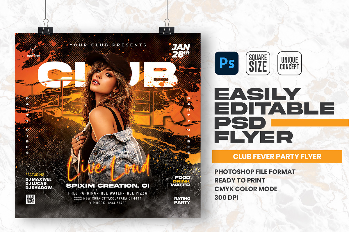 Club Fever Party Flyer Template, a Flyer Template by Shajib Shikder (Photo 1 of 2)