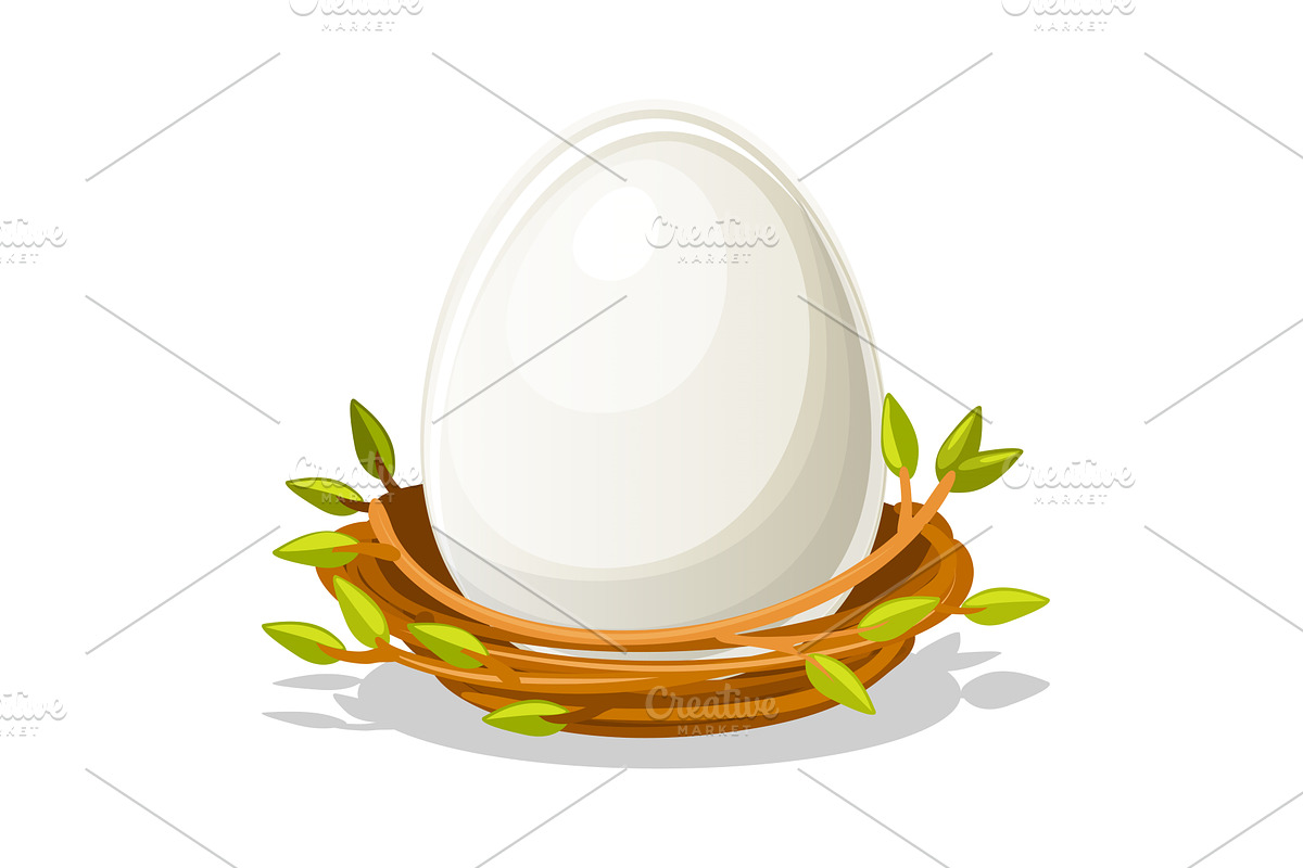 Isoled Egg in birds nest of twigs, an Object Graphic by BabySofja