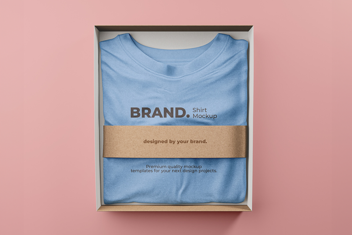 T-Shirt Packaging Mockup Template, a Shirt Mockup by Se٧enStudio