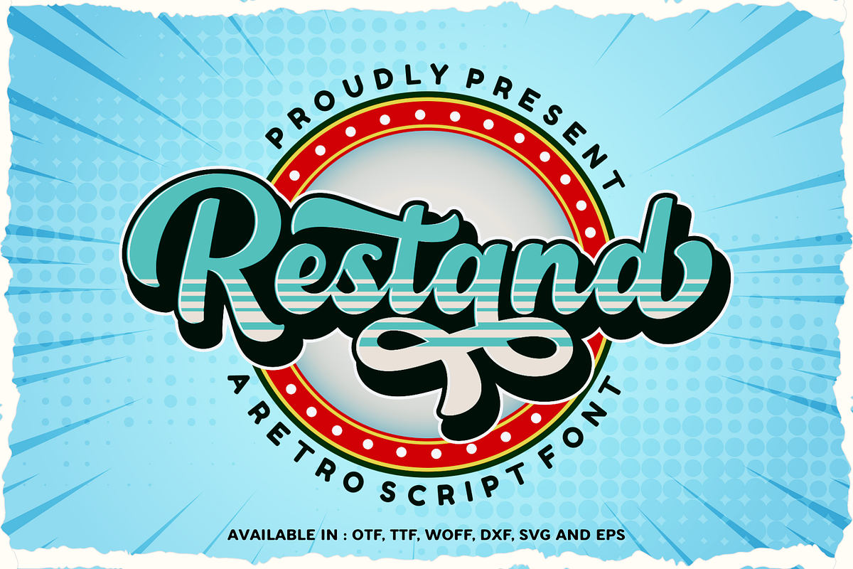 Restand - Retro Script, a Script Font by Sronstudio (Photo 1 of 13)