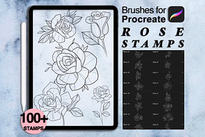 100 procreate rose stamps