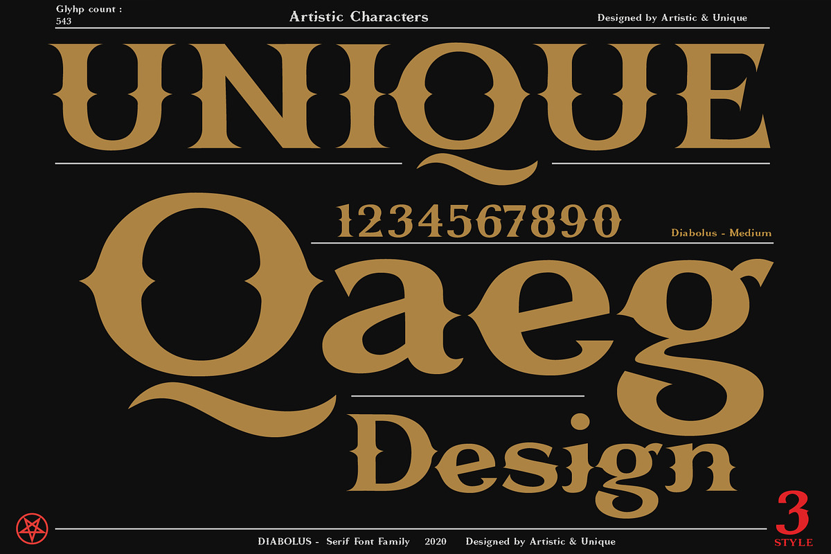 Diabolus - Serif Font Family, a Serif Font by Artistic & Unique (Photo 4 of 14)