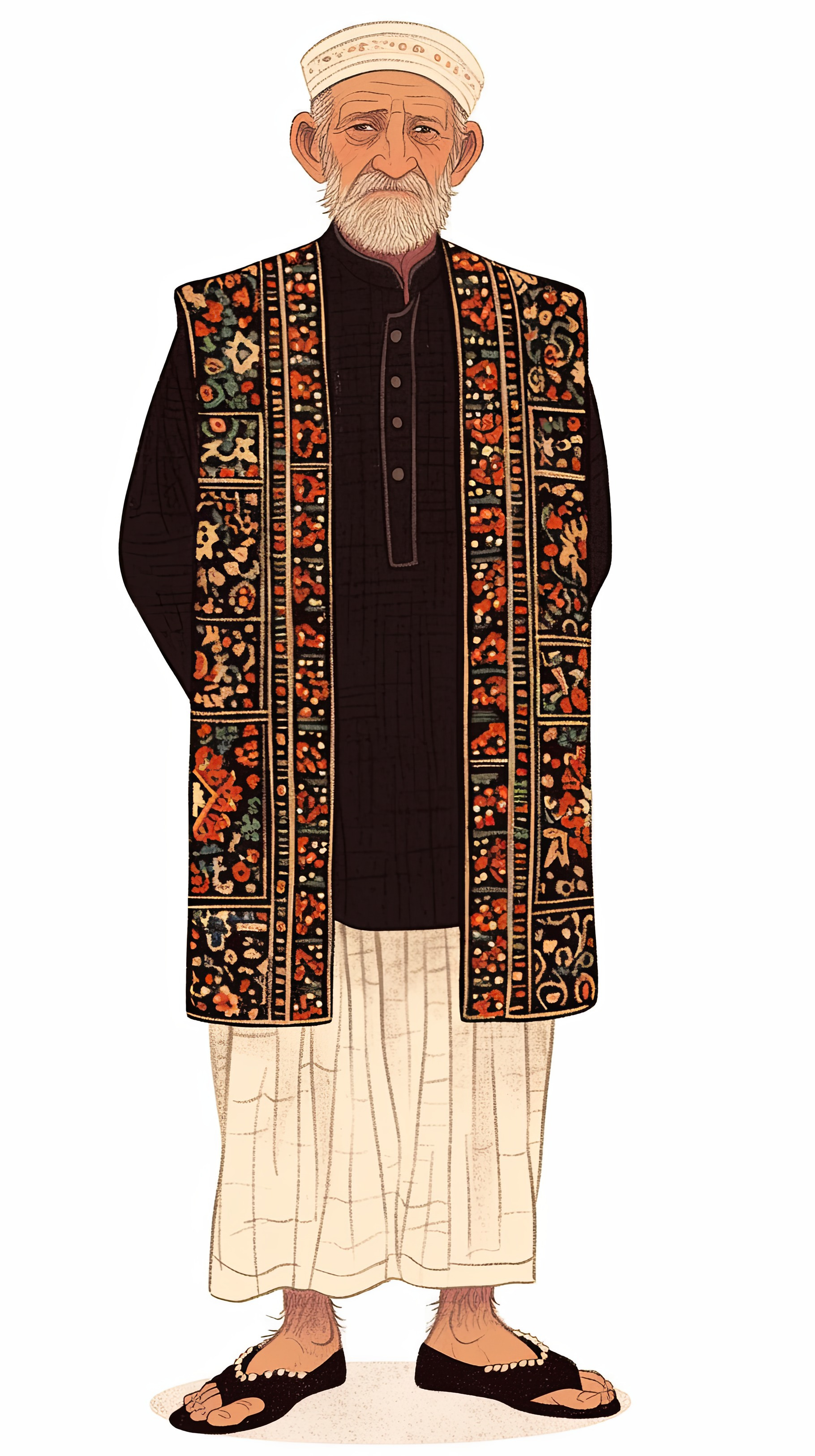 Traditional elder wearing embroidered vest and traditional cultural ...