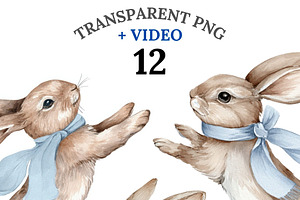 12 Boho Bunny Clipart, an Animal Illustration by Pati Charm Studio